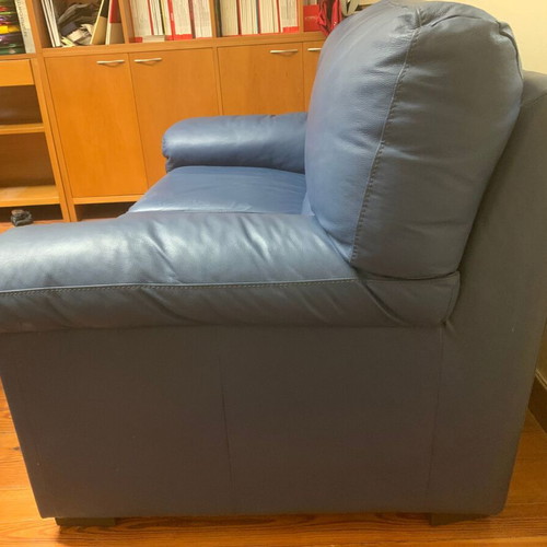 Leather two-seater sofa Sato almost new, 150cm width