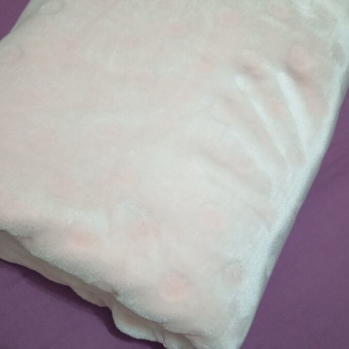 Baby fleece blanket pink polka dot, very soft