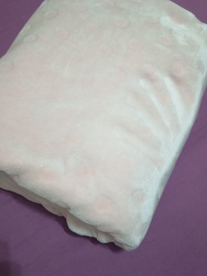 Baby fleece blanket pink polka dot, very soft