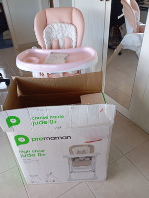 Premaman Jude 0+ high chair, pink, for baby girl from 0 months