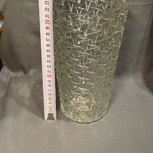 Glass vase used, carved old glass
