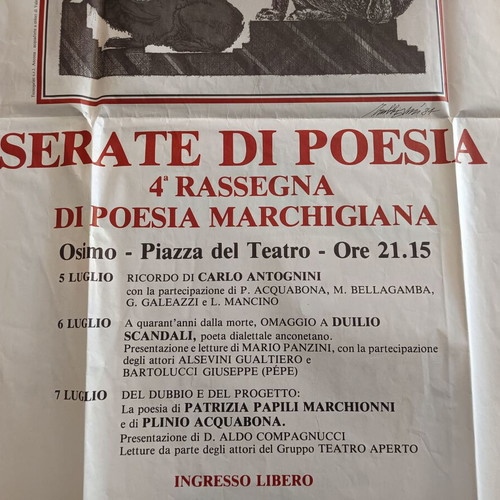 Vintage poster of poetry night in Italy 1984 like new condition