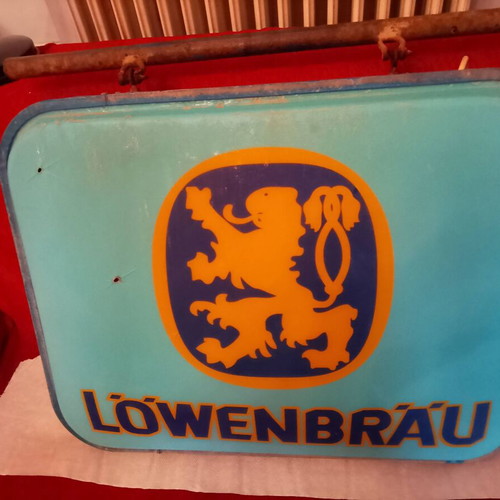 Antique 1984 Lowenbrau Beer Advertising Sign used, collectible