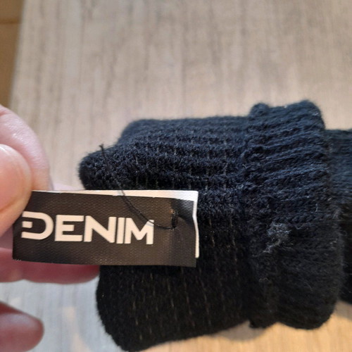 Denim gloves new, black with touchscreen material