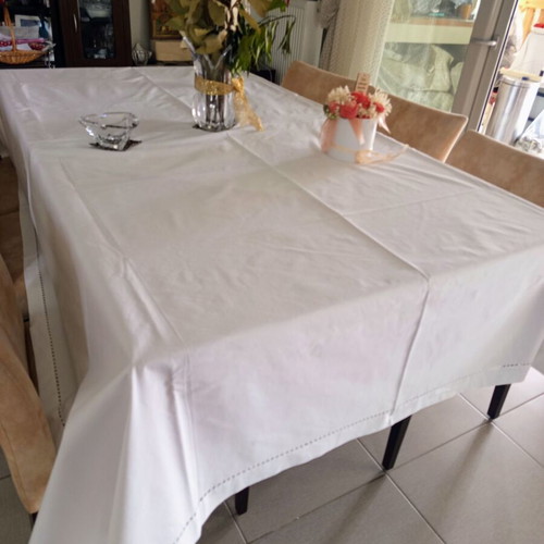 Tablecloth large vintage white with handmade finish 195x255 cm like new