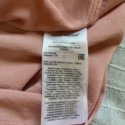 Blush pink frill neck viscose blouse top Vero Moda size S used