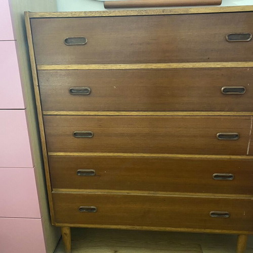 Vintage wooden brown bedroom chest of drawers