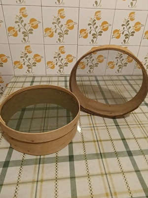 Ξύλινα κόσκινα μεταχειρισμένα, σετ 2 τεμαχίων, διάμετρος 22 εκ.