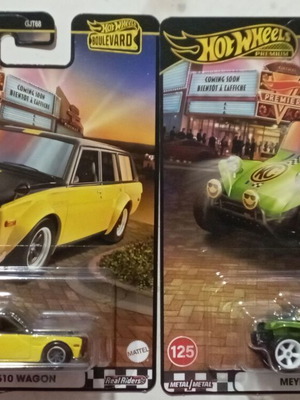 Hot Wheels Boulevard αυτοκίνητα παιχνίδια Datsun 510 Wagon και Meyers Manx, σετ 2