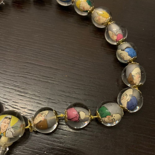 Glass prayer beads with reverse painting used, China, set of 20