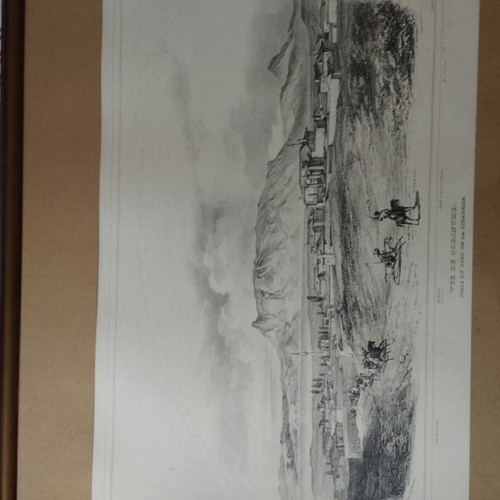 Engravings in wooden frame set of 3 like new