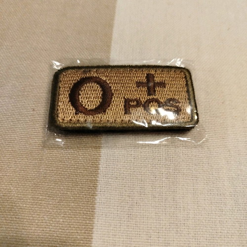 Sew-on patch blood type O+ new with velcro