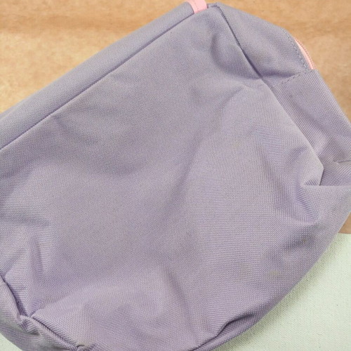 Toiletry bag like new with metal hook, pink and purple