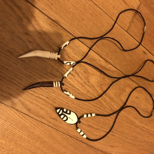 Ethnic handmade necklace set of 3, wood and beads, new