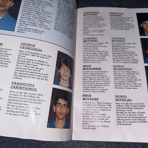 Official program European Junior Men's Volleyball Championship 1988 Athens
