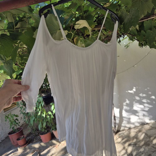 Off Shoulder Blouse used, cream, cotton, size XL