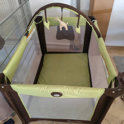 Graco Pack & Play baby playpen used, olive and brown