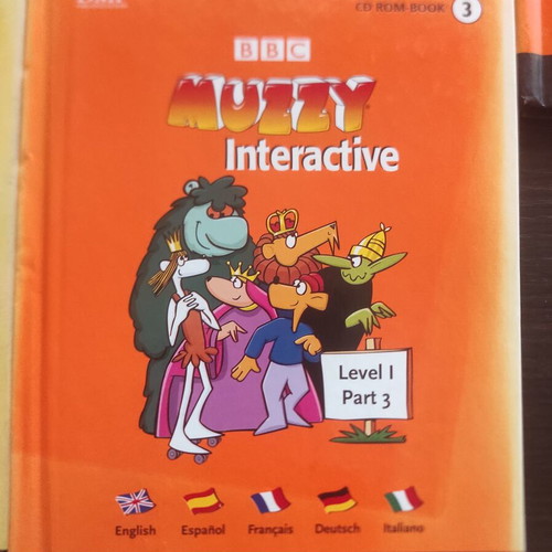 Muzzy language learning books used, pack of 5 books with DVDs