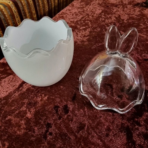 Glass decorative egg new, 20cm, 2 pcs body and lid