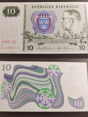 10 Kronor Σουηδίας χαρτονόμισμα 1984 καινούργιο, ακυκλοφόρητο