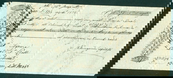 ΠΑΛΙΑ ΕΓΓΡΑΦΑ,  ΣΥΝΑΛΛΑΓΜΑΤΙΚΗ. ΣΥΡΟΣ 1836. ΕΚΔΟΤΗΣ ΜΑΥΡΟΚΟΡΔΑΤΟΣ. ΑΠΟΔΕΚΤΗΣ ΡΑΛΛΗΣ, ΤΕΡΓΕΣΤΗ.