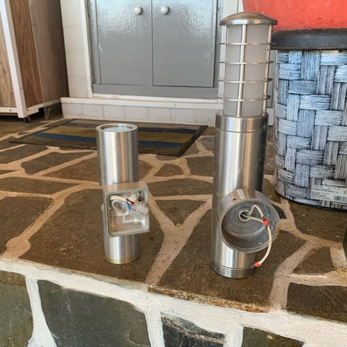 Outdoor lighting set used, 2 pieces, stainless steel (Inox)