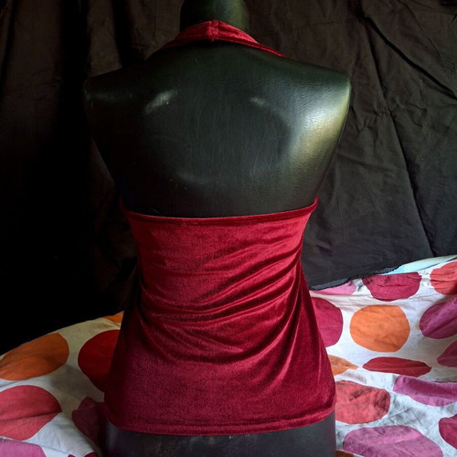 Dorothy Perkins burgundy velvet open-back top