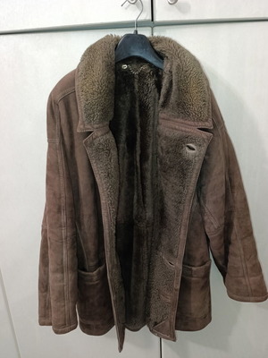 Mouton Sheepskin Shearling Coat used, brown, size L-XL