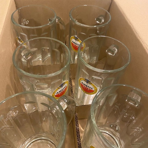 Large Amstel beer glass set of 6 new