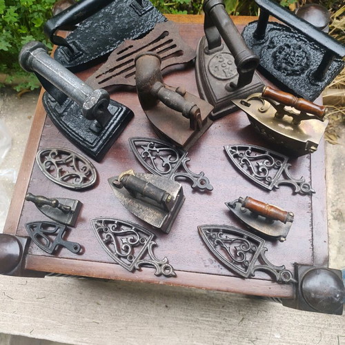 Collection of 19th century collar irons like new with bases