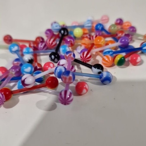 Tongue Piercing Earrings new, pack of 40 colorful plastic pieces