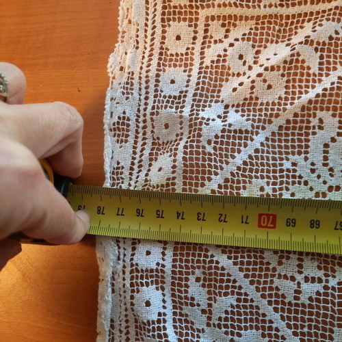 Embroidered tablecloth like new square with lace 87 cm
