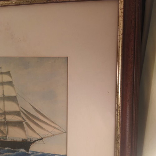 Wooden frames set of 2 with ship theme, like new, approx. 40x30cm