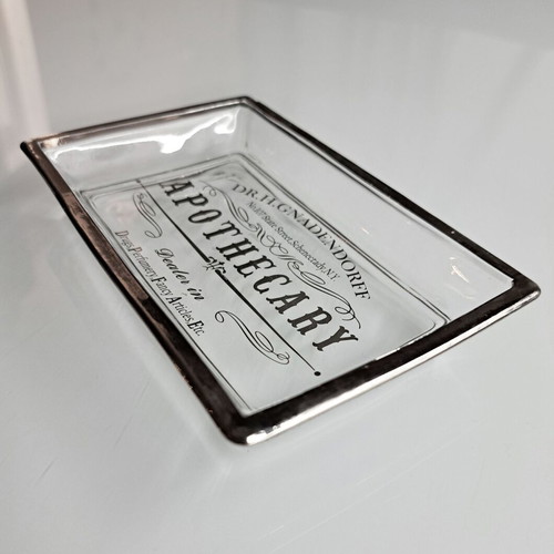 Decorative tray new with old New York apothecary theme