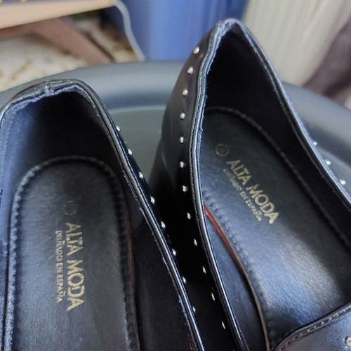 Loafer Alta Moda black with silver studs new, synthetic leather