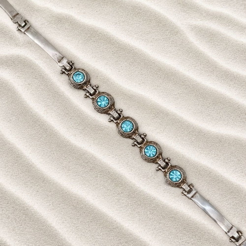 Handmade Gianniotiko bracelet silver 925 with aquamarine stones new