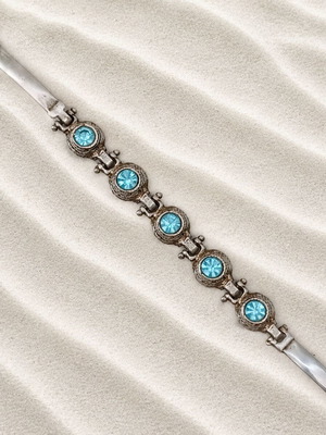 Handmade Gianniotiko bracelet silver 925 with aquamarine stones new