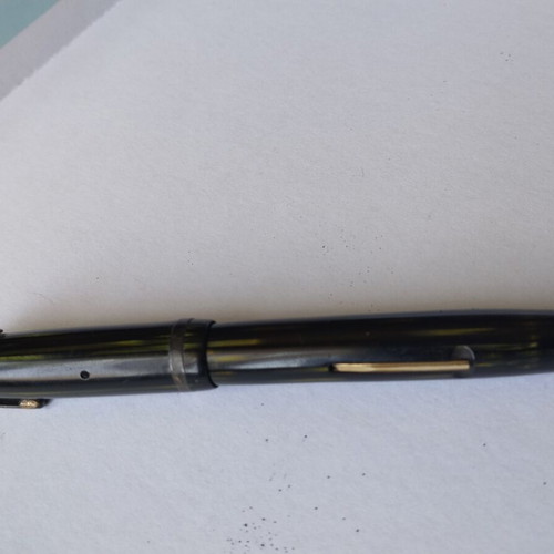 Sheaffer's vintage fountain pen set with 14K gold nibs and desk base, used