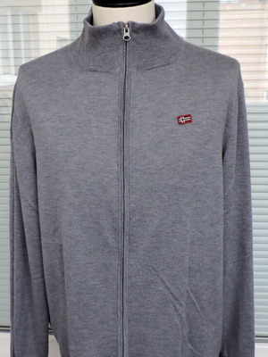 Napapijri Mens Grey Zip Cardigan Size 3XL Like New