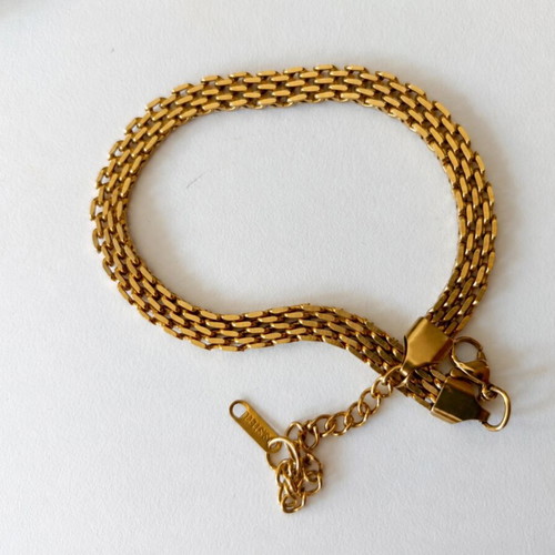 Gold-Toned Stainless Steel Flat Mesh Chain Bracelet like new