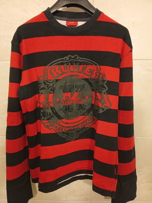 Kulte International long sleeve shirt used, black and red, size S
