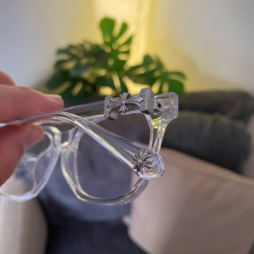 Clear Square Frame Glasses like new with silver cross hardware