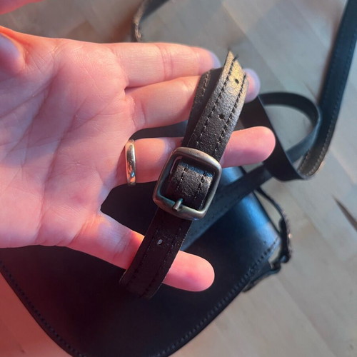 Black leather crossbody bag used