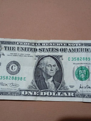 1 dollar banknote used, series 2001 Bank of Philadelphia