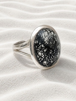 Handmade Gianniotiko ring with rutile and silver new