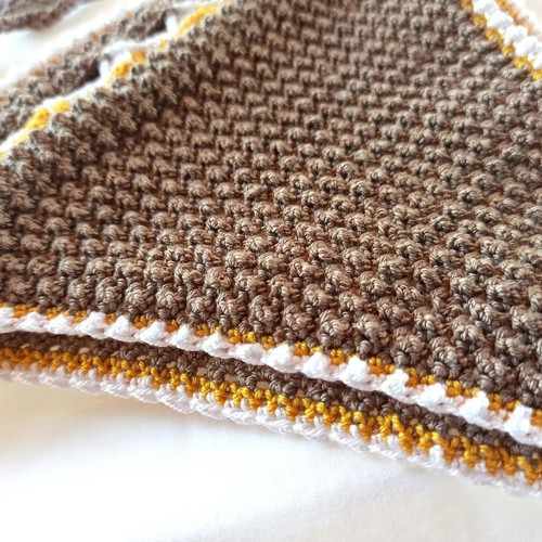 Handmade knitted swimsuit new, brown with yellow and white details, small