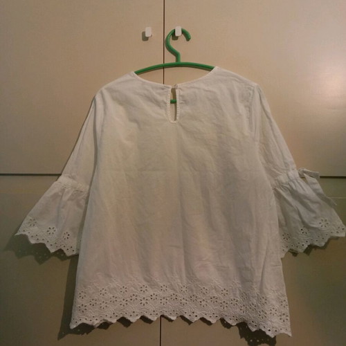 Primark white cotton blouse like new, Large with cut-out designs