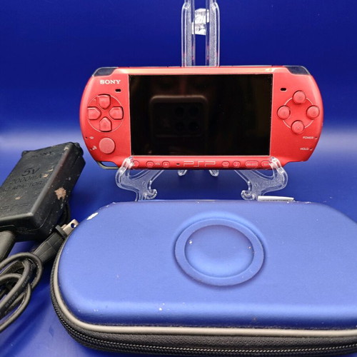 Sony PlayStation Portable PSP 3000 Radiant Red used with carrying case and charger