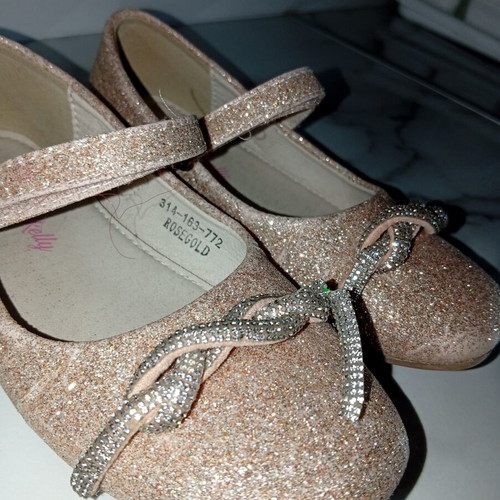 Markelly children's ballerina shoes like new, size 30, rose gold with glitter and rhinestones