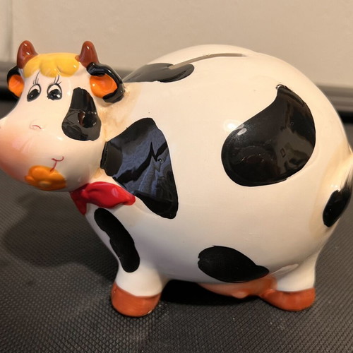 Ceramic Cow Piggy Bank like new, decorative and cute